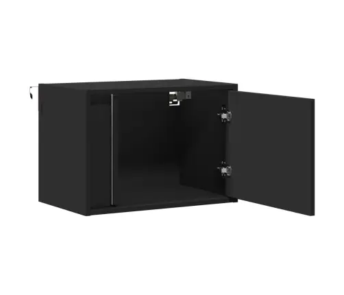 Sienas Naktsskapīši Ar Led Apgaismojumu, Melni Vidaxl