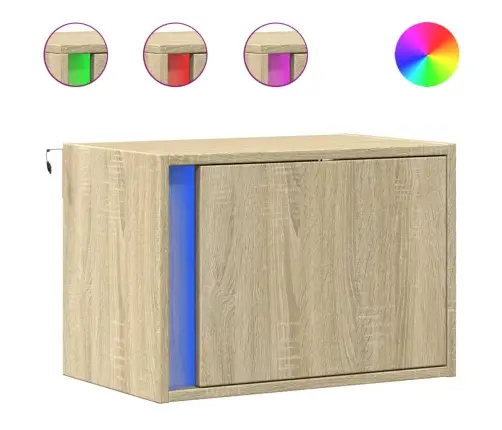 Seinale Kinnitatavad Öökapid Led-Tuledega 2 Tk, Sonoma Tamm