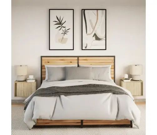 Seinale Kinnitatavad Öökapid Led-Tuledega 2 Tk, Sonoma Tamm