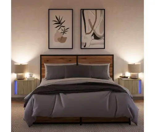 Seinale Kinnitatavad Öökapid Led-Tuledega 2 Tk, Sonoma Tamm