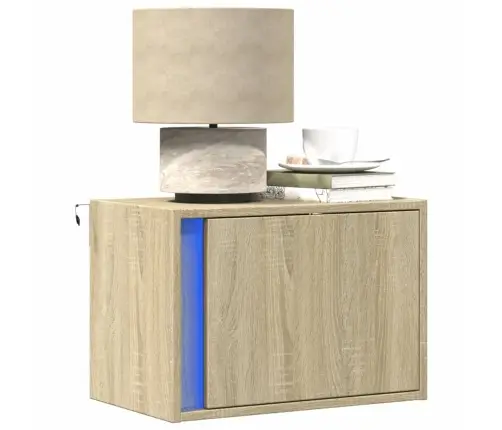 Seinale Kinnitatavad Öökapid Led-Tuledega 2 Tk, Sonoma Tamm