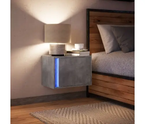 Sienas Naktsskapītis Ar Led Apgaismojumu, Betona Pelēks Vidaxl