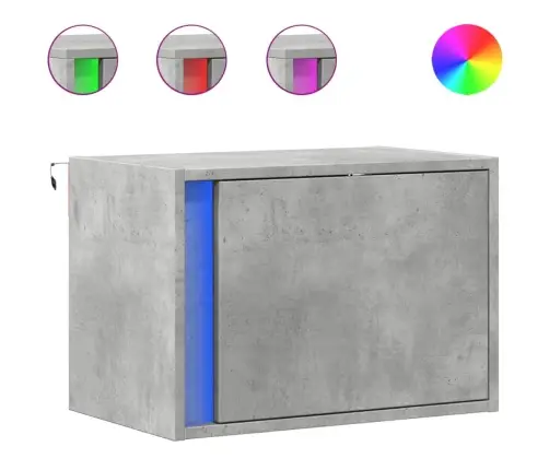 Sienas Naktsskapīši Ar Led Apgaismojumu, 2 Gab., Betona Pelēki Vidaxl