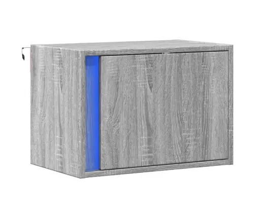 Prie Sienos Montuojama Naktinė Spintelė Su Led, Pilka Ąžuolo