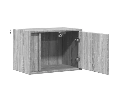 Prie Sienos Montuojama Naktinė Spintelė Su Led, Pilka Ąžuolo