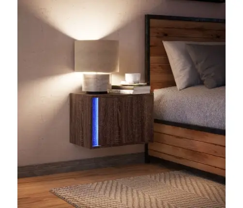 Sienas Naktsskapītis Ar Led Apgaismojumu, Ozola Krāsa Vidaxl