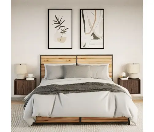 Sienas Naktsskapīši Ar Led Apgaismojumu, 2 Gab., Ozola Krāsa Vidaxl