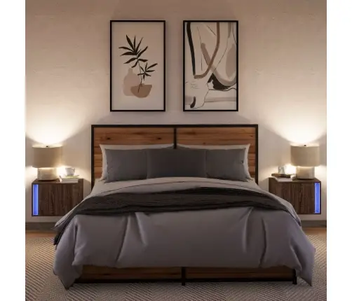 Sienas Naktsskapīši Ar Led Apgaismojumu, 2 Gab., Ozola Krāsa Vidaxl