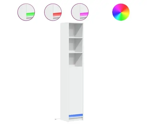 Šoninė Spintelė Su Led, Balta, 36X32,5X200cm Apdirbta Mediena