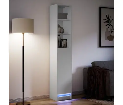 Šoninė Spintelė Su Led, Balta, 36X32,5X200cm Apdirbta Mediena