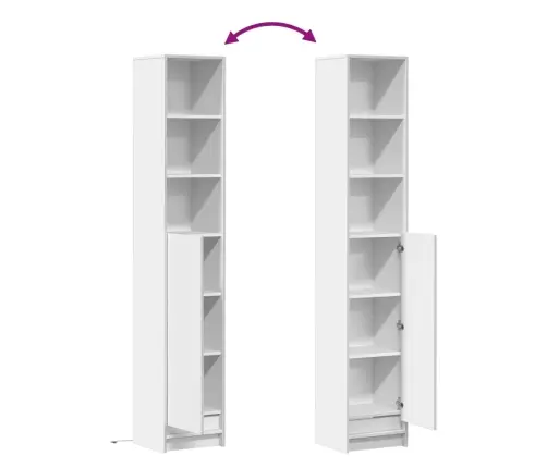 Šoninė Spintelė Su Led, Balta, 36X32,5X200cm Apdirbta Mediena