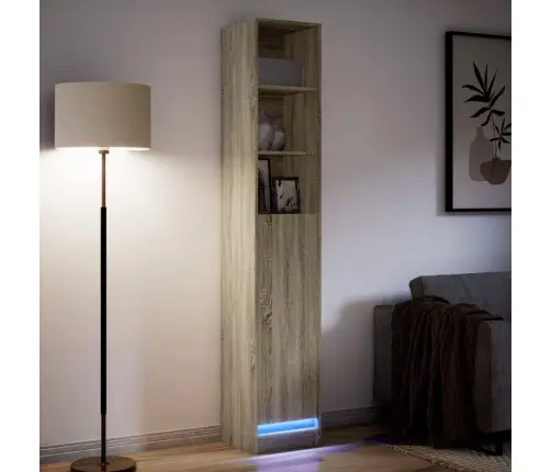 Kumode Ar Led, Ozolkoka, 36X32,5X200 Cm, Inženierijas Koks Vidaxl