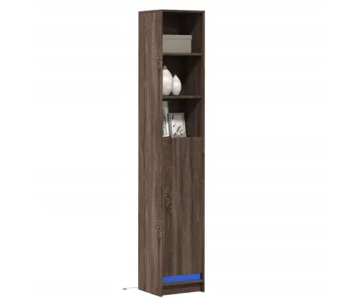 Kumode Ar Led, Brūna Ozola, 36X32,5X200 Cm, Inženierijas Koks Vidaxl