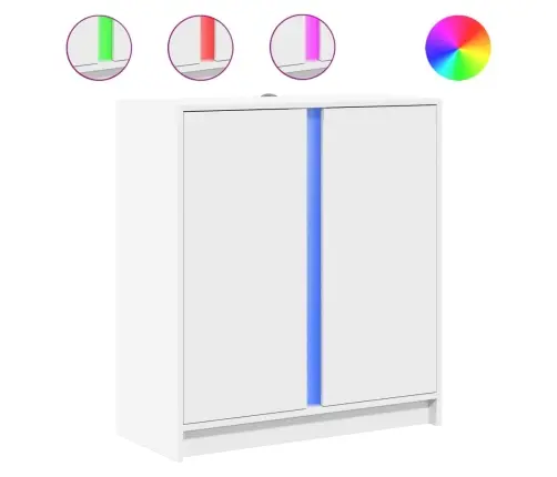 Kumode Ar Led, Balta, 77X34X85 Cm, Inženierijas Koks Vidaxl