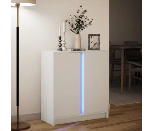 Kumode Ar Led, Balta, 77X34X85 Cm, Inženierijas Koks Vidaxl