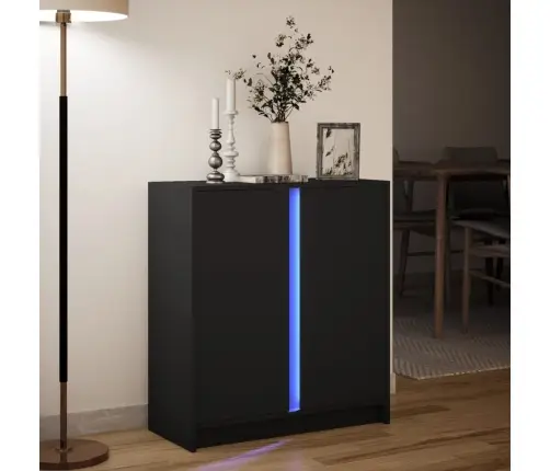 Kumode Ar Led, Melna, 77X34X85 Cm, Inženierijas Koks Vidaxl