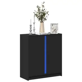 Kumode Ar Led, Melna, 77X34X85 Cm, Inženierijas Koks Vidaxl