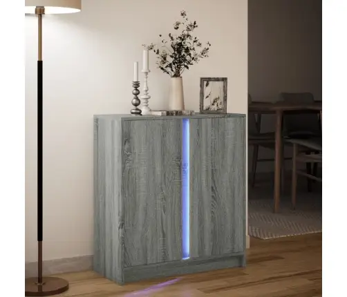 Kumode Ar Led, Pelēka Ozola, 77X34X85 Cm, Inženierijas Koks Vidaxl