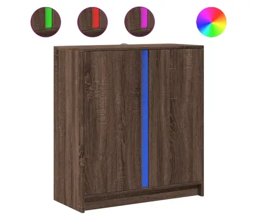 Kumode Ar Led, Brūna Ozola, 77X34X85 Cm, Inženierijas Koks Vidaxl