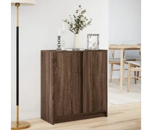 Kumode Ar Led, Brūna Ozola, 77X34X85 Cm, Inženierijas Koks Vidaxl