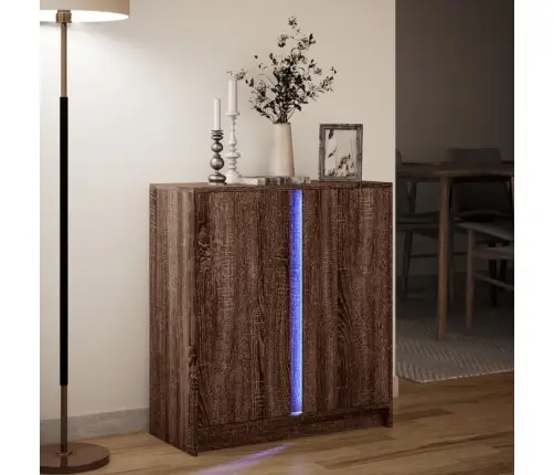Kumode Ar Led, Brūna Ozola, 77X34X85 Cm, Inženierijas Koks Vidaxl