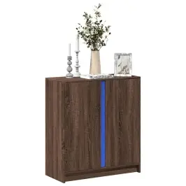 Kumode Ar Led, Brūna Ozola, 77X34X85 Cm, Inženierijas Koks Vidaxl