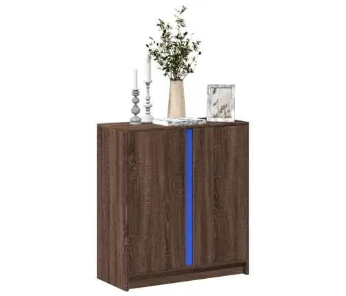Kumode Ar Led, Brūna Ozola, 77X34X85 Cm, Inženierijas Koks Vidaxl