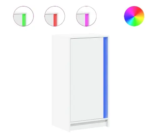 Kumode Ar Led, Balta, 42,5X34X85 Cm, Inženierijas Koks Vidaxl