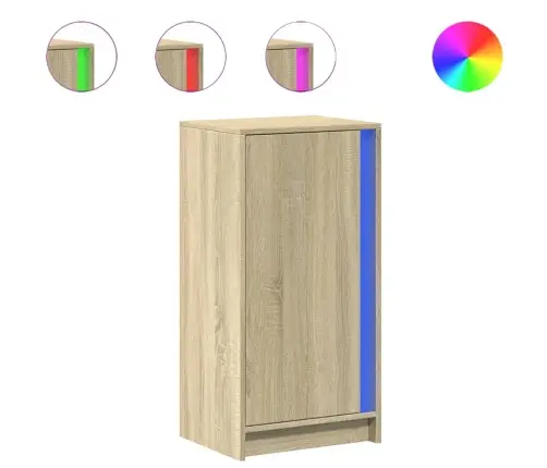 Kumode Ar Led, Ozolkoka Krāsa, 42,5X34X85 Cm, Inženierijas Koks Vidaxl