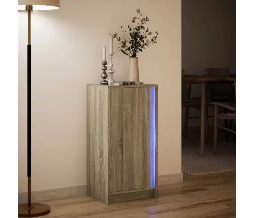Kumode Ar Led, Ozolkoka Krāsa, 42,5X34X85 Cm, Inženierijas Koks Vidaxl