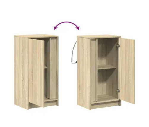 Kumode Ar Led, Ozolkoka Krāsa, 42,5X34X85 Cm, Inženierijas Koks Vidaxl