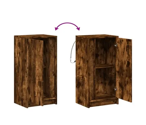 Kumode Ar Led, Ozolkoka Krāsa, 42,5X34X85 Cm, Inženierijas Koks Vidaxl