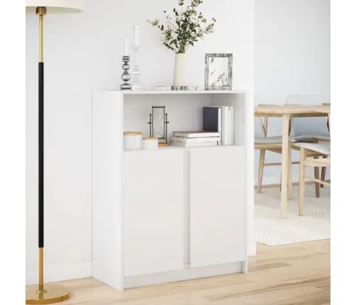 Kumode Ar Led, Balta, 77X34X100 Cm, Inženierijas Koks Vidaxl