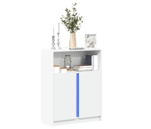 Kumode Ar Led, Balta, 77X34X100 Cm, Inženierijas Koks Vidaxl