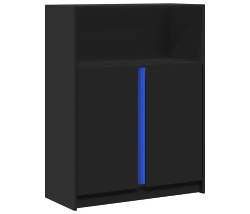 Kumode Ar Led, Melna, 77X34X100 Cm, Inženierijas Koks Vidaxl