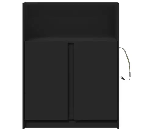 Kumode Ar Led, Melna, 77X34X100 Cm, Inženierijas Koks Vidaxl