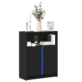Kumode Ar Led, Melna, 77X34X100 Cm, Inženierijas Koks Vidaxl