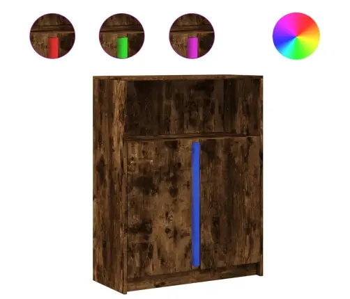 Šoninė Spintelė Su Led, Dūminio Ąžuolo, 77X34X100cm Mediena