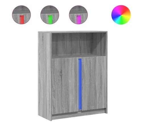 Šoninė Spintelė Su Led, Pilka Ąžuolo, 77X34X100cm Mediena