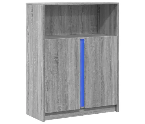Šoninė Spintelė Su Led, Pilka Ąžuolo, 77X34X100cm Mediena