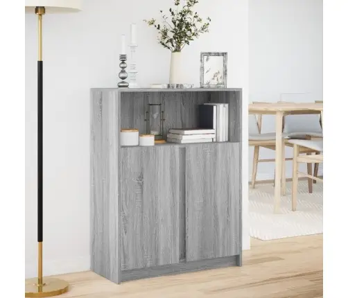 Šoninė Spintelė Su Led, Pilka Ąžuolo, 77X34X100cm Mediena