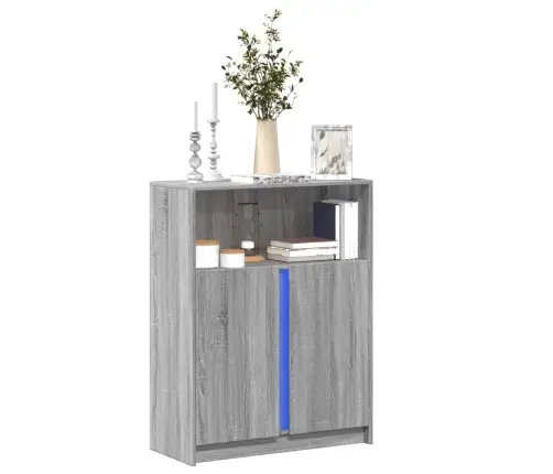Šoninė Spintelė Su Led, Pilka Ąžuolo, 77X34X100cm Mediena