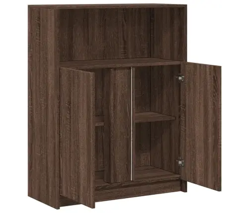 Kumode Ar Led, Brūna Ozola, 77X34X100 Cm, Inženierijas Koks Vidaxl