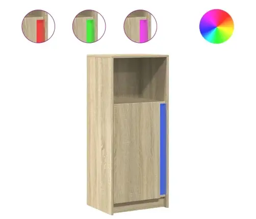 Šoninė Spintelė Su Led, Ąžuolo, 42,5X34X100cm Apdirbta Mediena