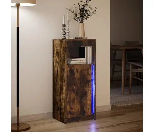 Kumode Ar Led, Ozolkoka Krāsa, 42,5X34X100Cm, Inženierijas Koks Vidaxl