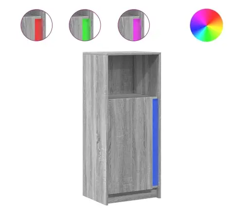 Kumode Ar Led, Pelēka Ozola, 42,5X34X100 Cm, Inženierijas Koks Vidaxl
