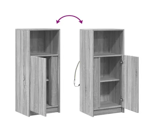 Kumode Ar Led, Pelēka Ozola, 42,5X34X100 Cm, Inženierijas Koks Vidaxl