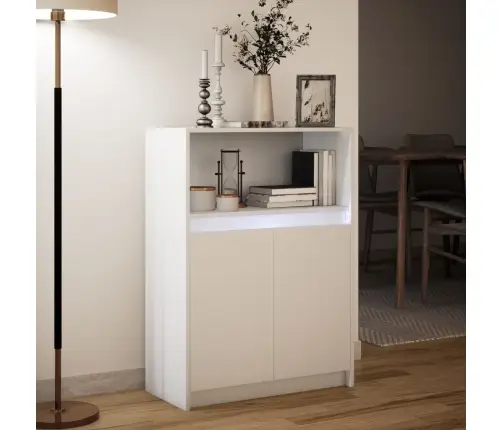 Šoninė Spintelė Su Led, Balta, 72X34X100cm Apdirbta Mediena