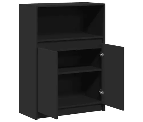 Kumode Ar Led, Melna, 72X34X100 Cm, Inženierijas Koks Vidaxl