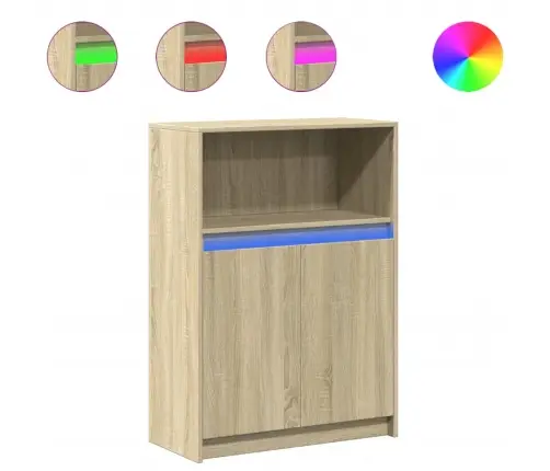 Kumode Ar Led, Ozolkoka Krāsa, 72X34X100 Cm, Inženierijas Koks Vidaxl